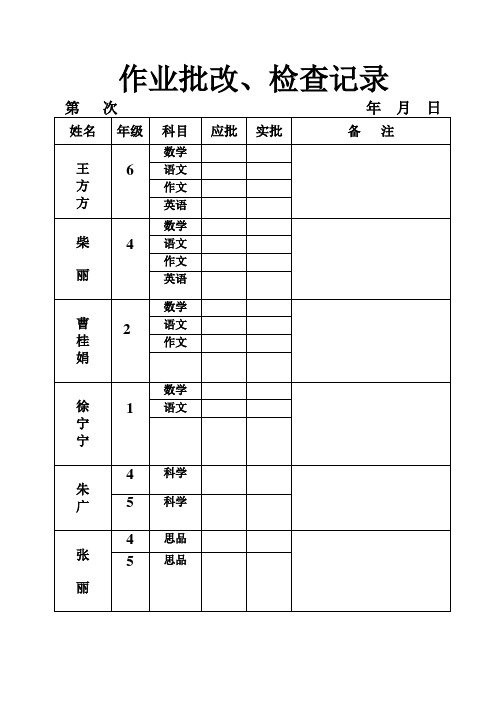 作业批改检查记录