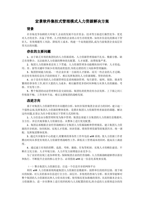 宏景软件集权式管理模式人力资源解决方案