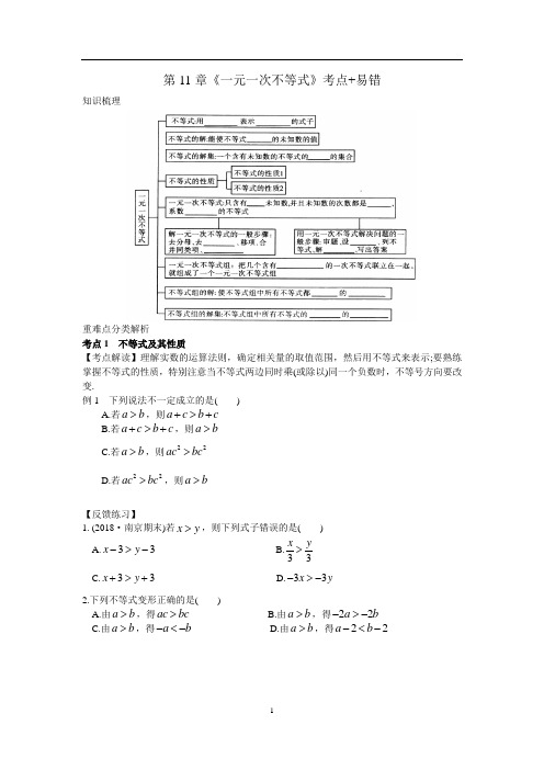 第11章《一元一次不等式》考点+易错