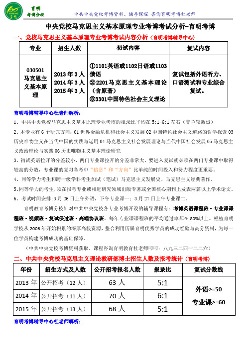 中央党校考博马克思主义基本原理专业考博导师分析真题考试重点-育明教育