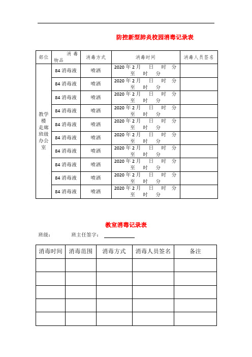 防控新型肺炎校园消毒记录表