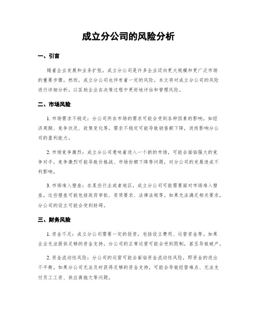 成立分公司的风险分析