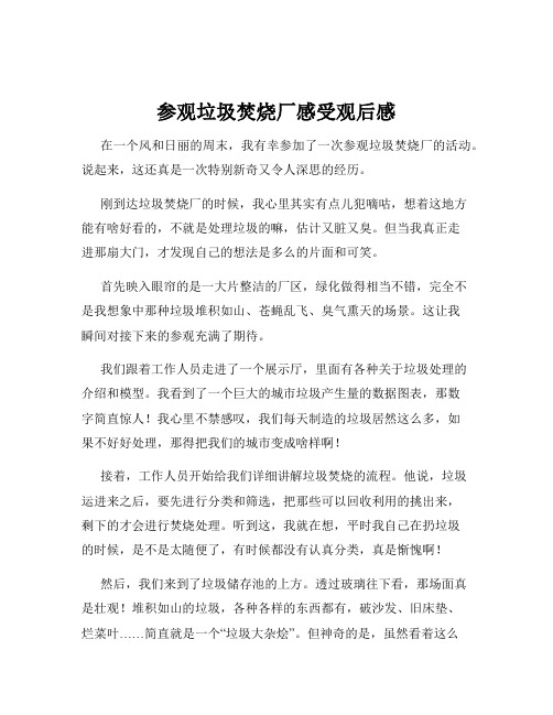 参观垃圾焚烧厂感受观后感