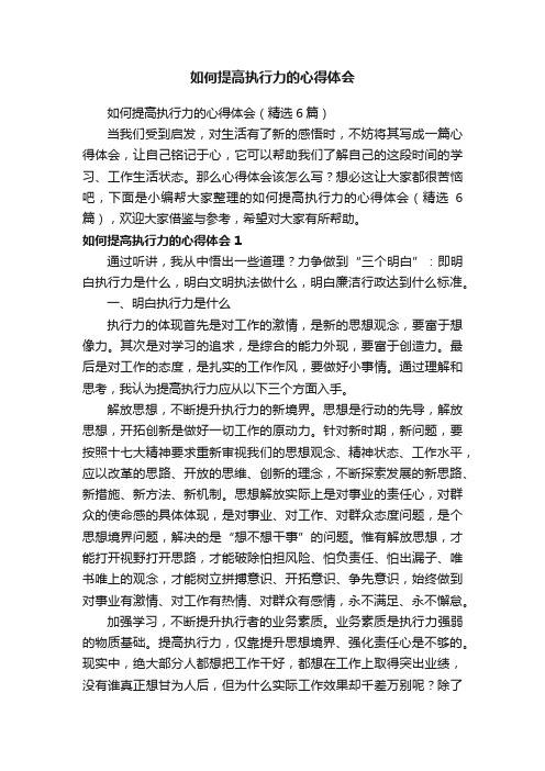 如何提高执行力的心得体会（精选6篇）