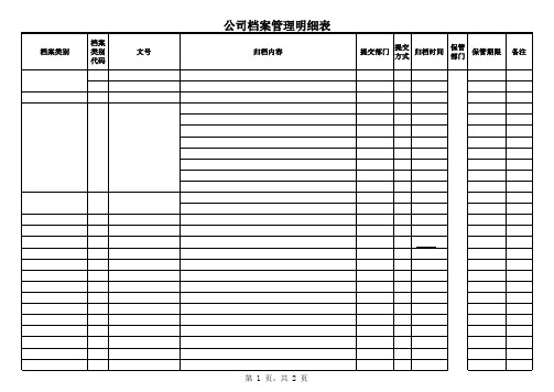 《公司档案管理明细表》