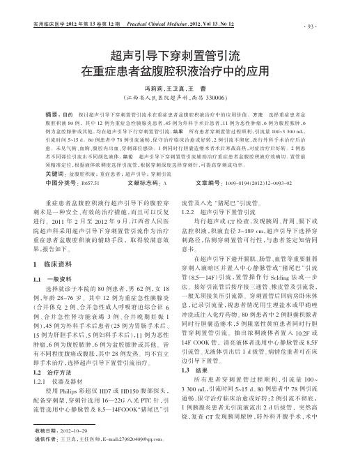 超声引导下穿刺置管引流在重症患者盆腹腔积液治疗中的应用