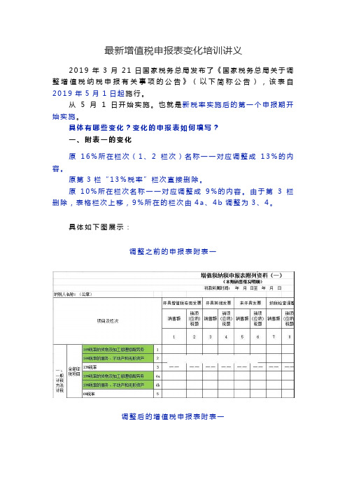 最新增值税申报表变化培训讲义(201904)