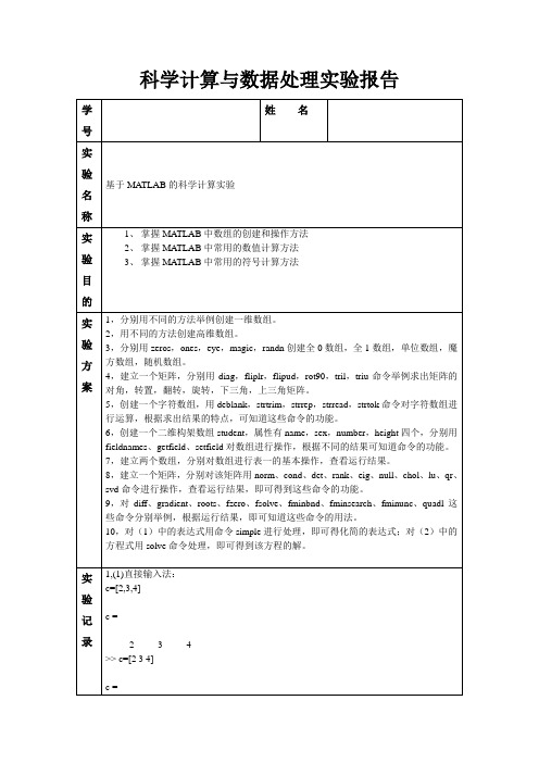 MATLAB基本操作实验