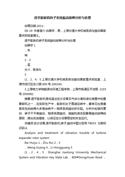 透平膨胀机转子系统振动故障分析与处理