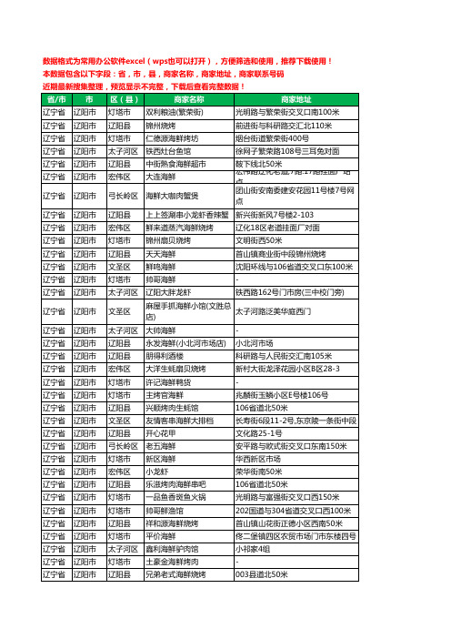 2020新版辽宁省辽阳市海鲜工商企业公司商家名录名单黄页联系电话号码地址大全63家