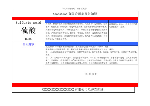 职业卫生危害告知牌