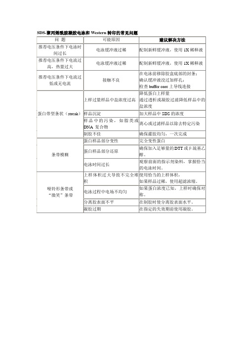 聚丙烯酰胺凝胶电泳,常见问题