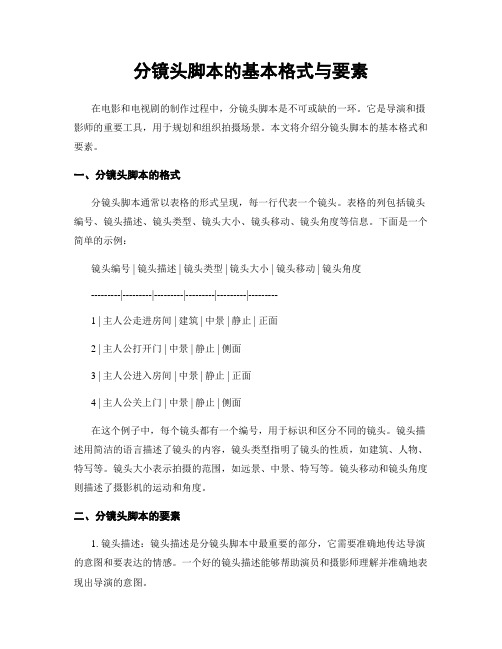 分镜头脚本的基本格式与要素