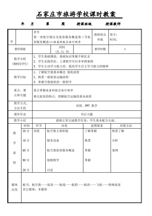 第一章第三节航空港旅客服务概述之旅客的航空旅行程序