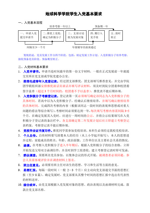 对入党材料的基本要求