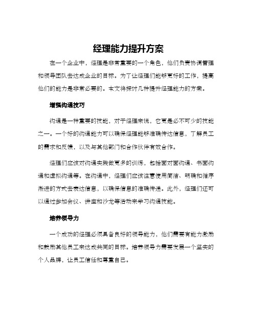 经理能力提升方案