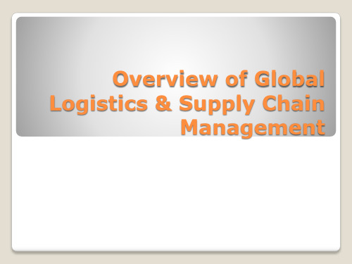 全球物流及供应链概览 Overview of Global Logistics & SCM