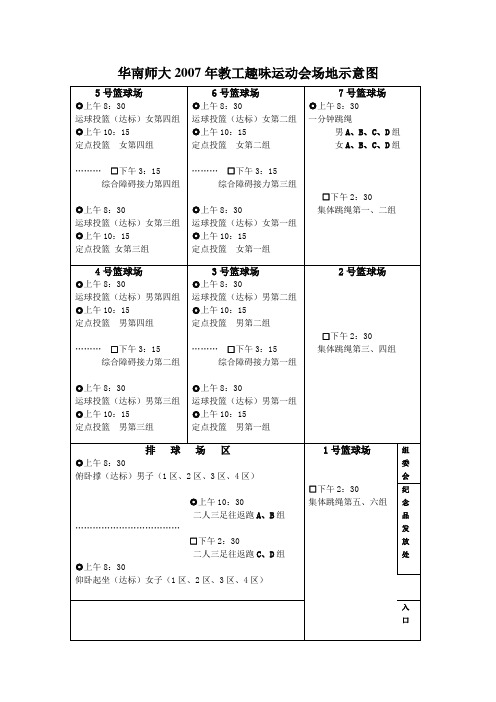 华南师大2007年教工趣味运动会场地示意图