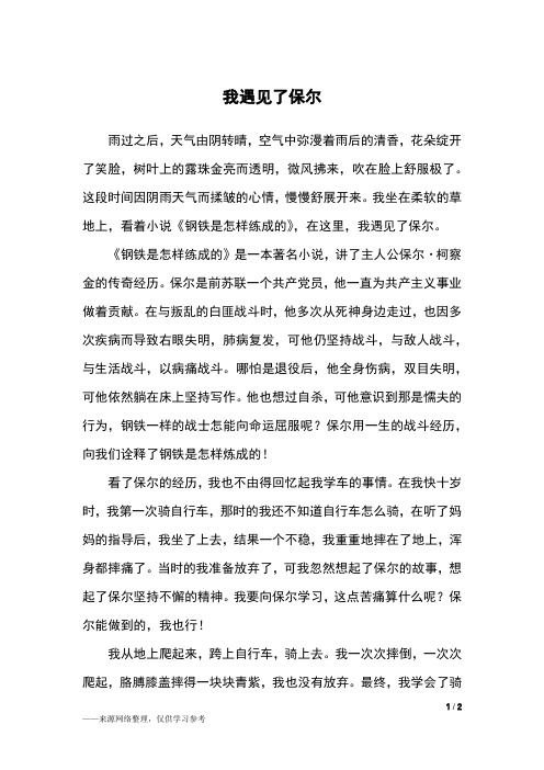 我遇见了保尔_六年级作文
