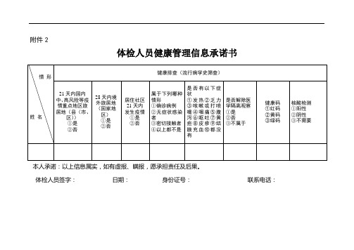 体检人员健康管理信息承诺书