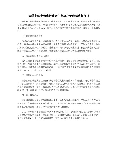 大学生培育和践行社会主义核心价值观路径探析