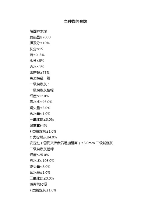 各种煤的参数