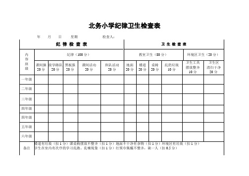 北务小学纪律卫生检查表