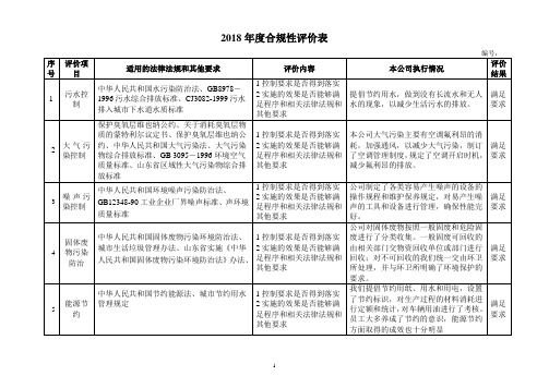 2018合规性评价表