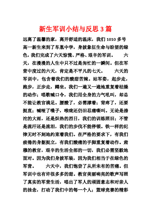 新生军训小结与反思3篇