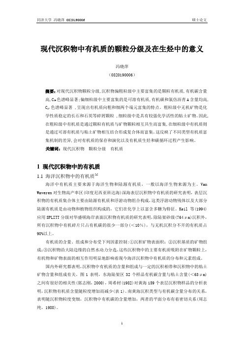 现代沉积物中有机质的颗粒分级及在生烃中的意义