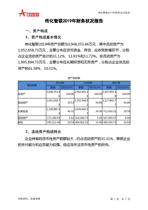 传化智联2019年财务状况报告