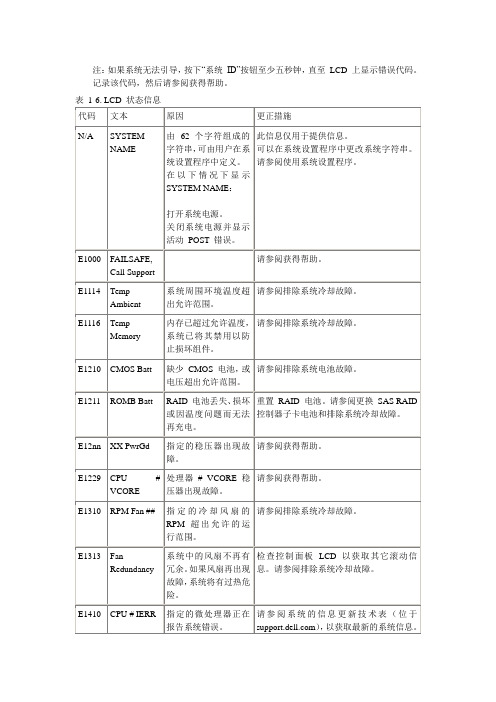 dell_服务器错误代码