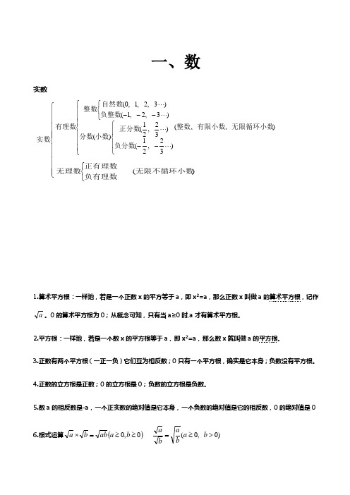 人教版初中数学各章节知识点总结