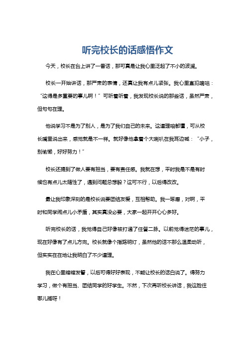 听完校长的话感悟作文