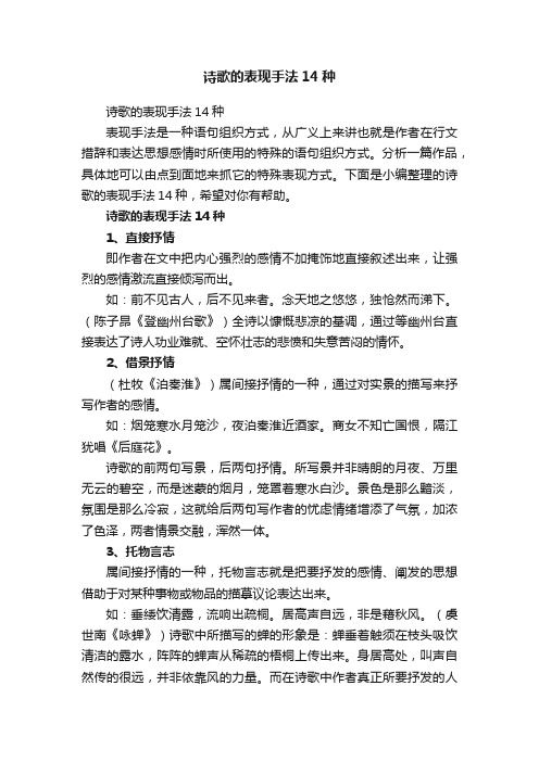 诗歌的表现手法14种