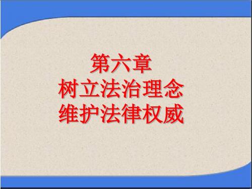 第六章新 树立法治理念 维护法律权威