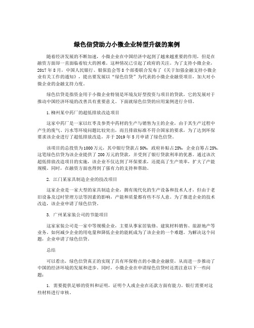 绿色信贷助力小微企业转型升级的案例