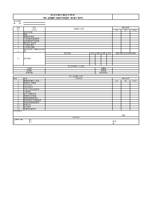 过程设计输入输出评审表