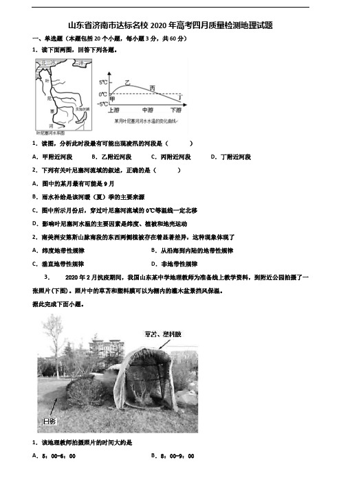 山东省济南市达标名校2020年高考四月质量检测地理试题含解析