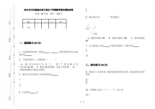 2019年五年级综合复习混合下学期数学期末模拟试卷