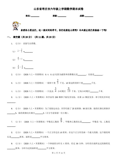 山东省枣庄市六年级上学期数学期末试卷