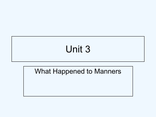 上外版综合英语1 Unit whatever happened to manners PPT