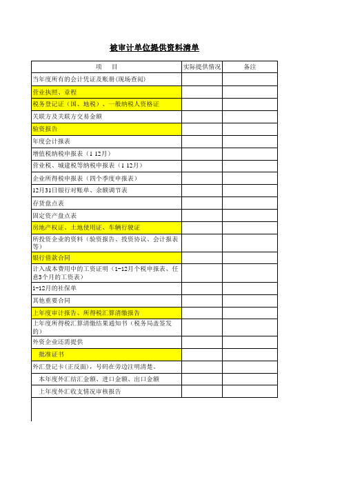 1.审计提供资料清单