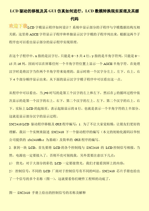 LCD驱动的移植及其GUI仿真如何进行,LCD数模转换现实原理及其源代码