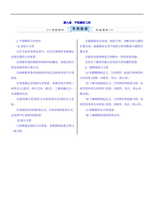 2018高考数学文人教新课标大一轮复习配套文档：第九章 平面解析几何 9-1 直线与方程 含答案 精品