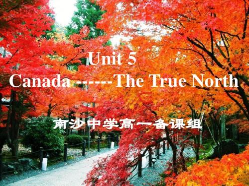 高一必修3 Unit5 Canada-the true north-Reading