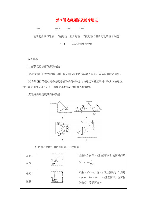 课标通用2020新高考物理二轮复习选择题逐题突破第二道选择题涉及的命题点教学案