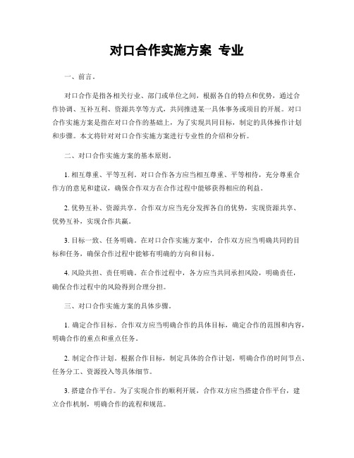 对口合作实施方案 专业