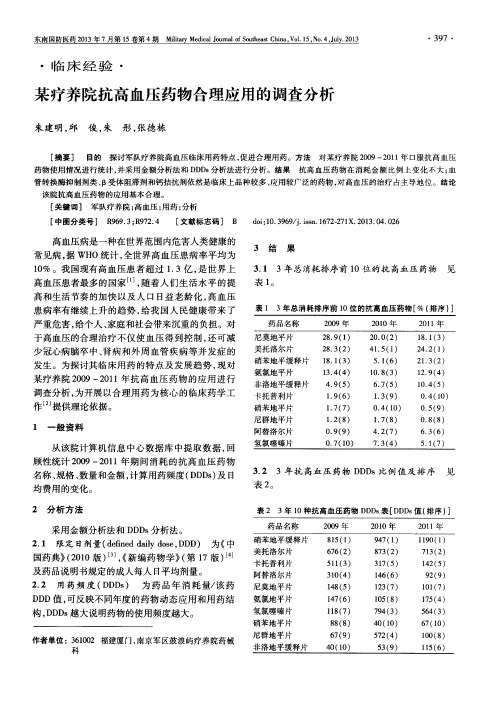 某疗养院抗高血压药物合理应用的调查分析