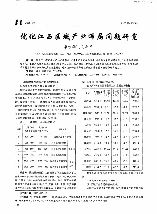 优化江西区域产业布局问题研究